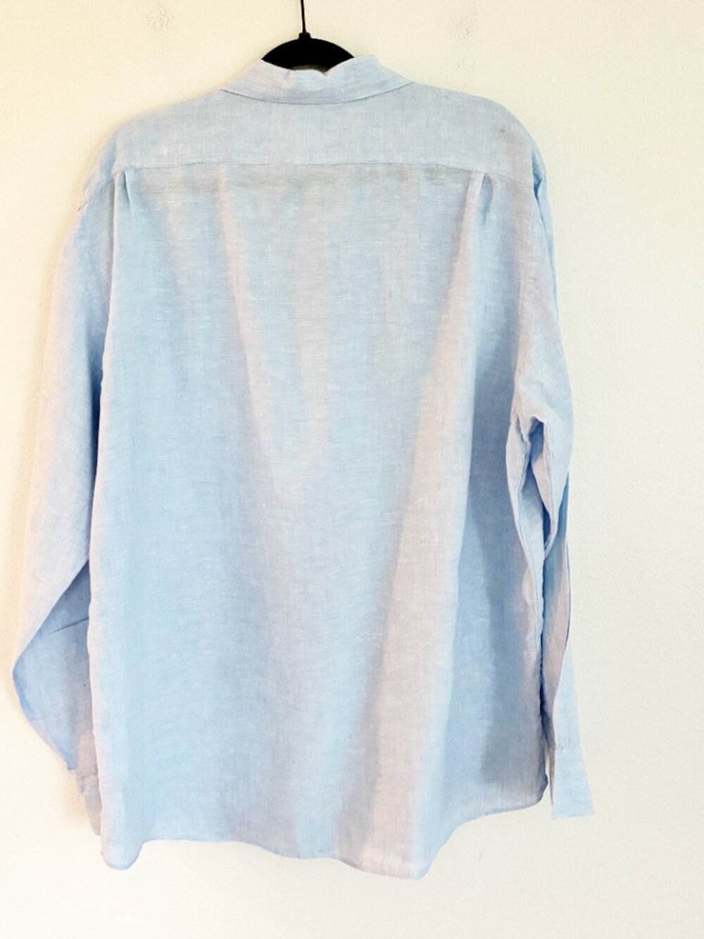 Cremieux Classics Shirt XL Blue 100% Linen Button Up Long Sleeve - Picture 4 of 7